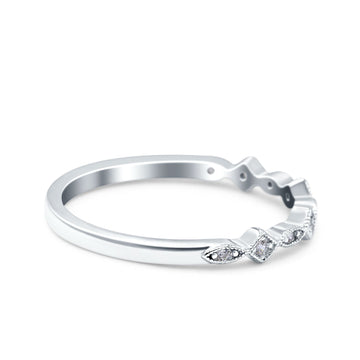 Marquise Half Eternity Ring Engagement Band Round Pave Simulated CZ 925 Sterling Silver (3mm)